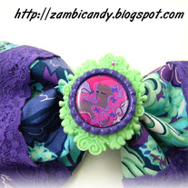 Purple and green hair bow/brooch