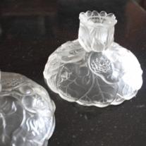 Fenton Water Lily Crystal Satin Candle Holders - Pair