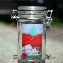 Glass Stash Jar with Wizard of Oz illustration label