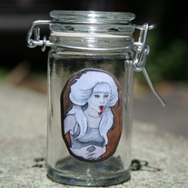 Glass Stash Jar with "Hematemesis" art label