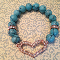 Turquoise Beads with Rose Gold Heart 