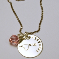 Sterling Silver Handstamped Pendant Necklace "L♥ve Yourself"