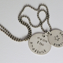 Sterling silver Inspirational handstamped necklace "Even the Smallest Stars Shine"