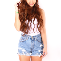 Vintage denim high waist shorts