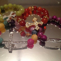Rainbow Sideways Cross Bracelet