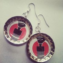 Red & Black Afro Pick Earrings