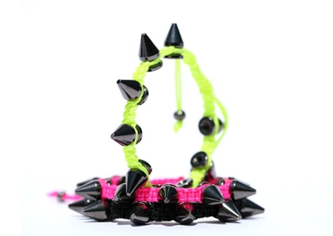 Pink with Black Spikes Bracelet 