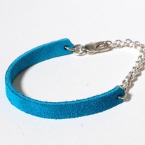 Delicate suede white copper chain in turquoise blue