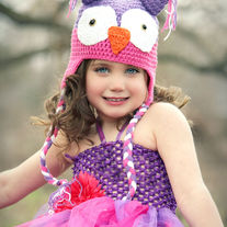 Purple and Pink Owl Handmade Crochet Girls Hat 