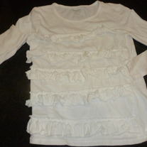 White Long Sleeve Shirt with Ruffles-Old Navy Size 8