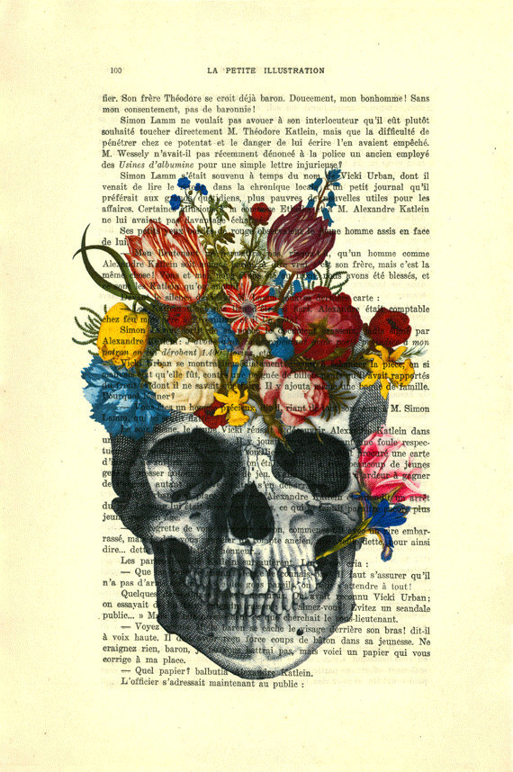 skull with colorful flowers - human skull art, human anatomy - anatomical art print, illustration from MadameMemento skull with colorful flowers - human skull art, human anatomy - anatomical art print, illustration from MadameMemento