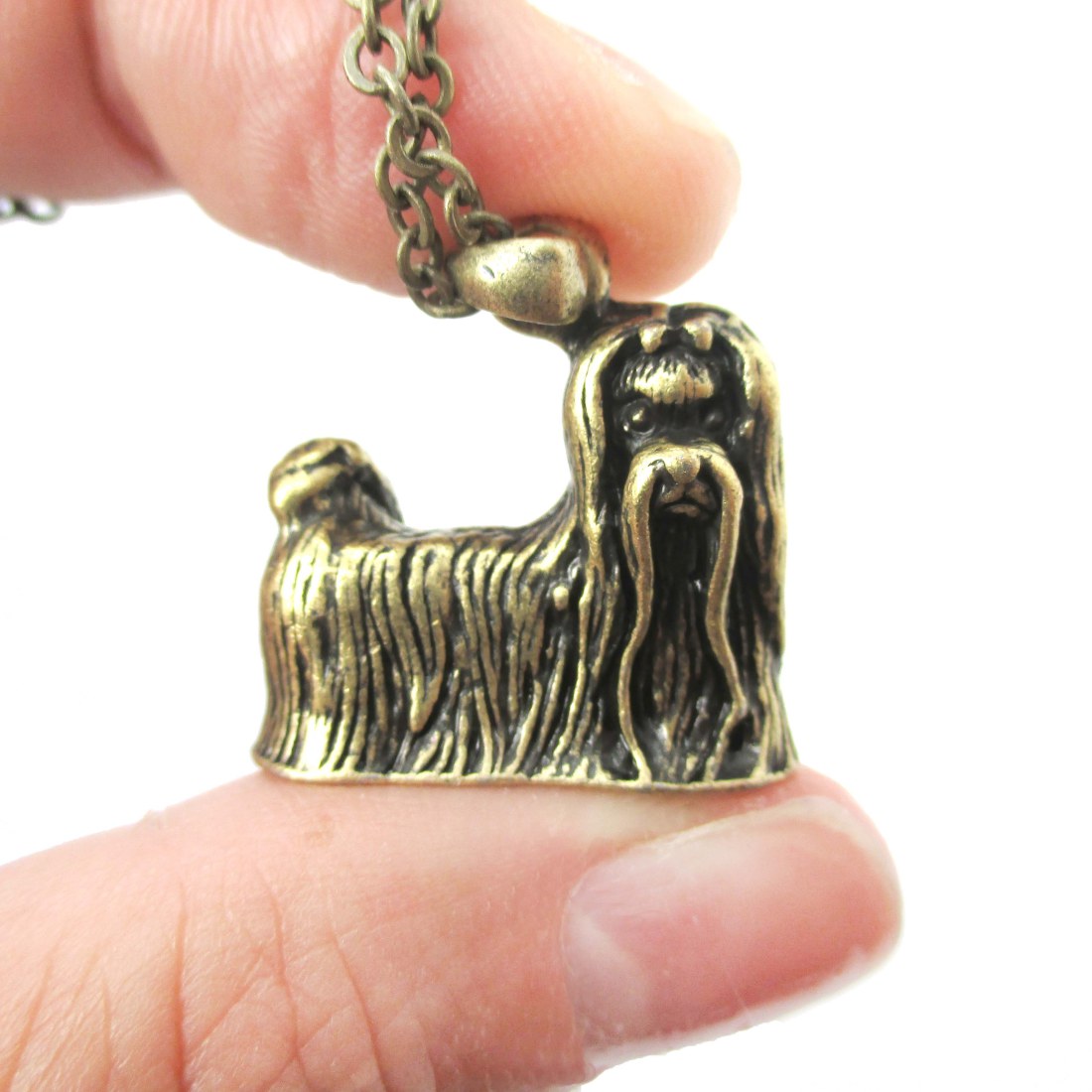 3D Realistic Maltese Animal Dog Breed Charm Necklace in Brass · DOTOLY