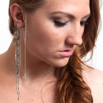 Silver Chain Cross Ear Cuff Wrap Metal Long Earring