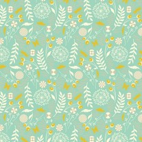 Fat Quarter-Prince Charming's Dandelion in Aqua