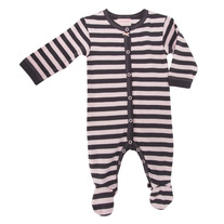 Coccoli Striped Footie Pajamas- Pink