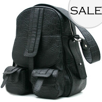 Balloon Tote Black Crocodile