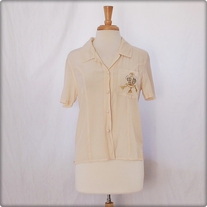 Vintage Cream Silk Button Down Shirt