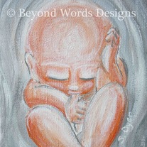 Baby Sucking Thumb in Utero ~ Matted 5x7 Giclee Print
