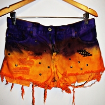 Studded Ripped Ombre Shorts
