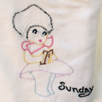 Vintage Tea Towels - Days of the Week - Babies Doing Chores