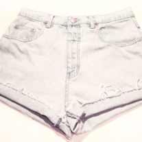 Light blue denim high waist shorts