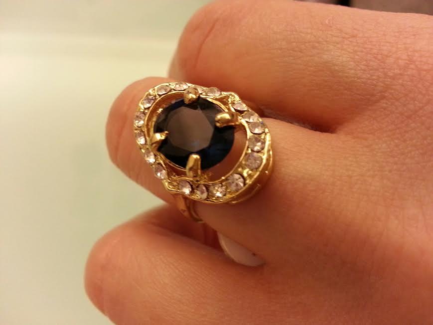 Blue CZ Gold Cocktail Ring · Dollar Jewelry · 1 Dollar