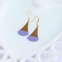 Lavender Color Dipped Flat Brass Dangle Earrings