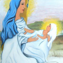 5x7 Matte Print, "The Birth" Acrylic Painting Illustration