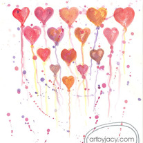 5x7 Matte Print, "Hearts Collide" Valentine Love Watercolor Illustration, Art By Jacy Lee Pulford