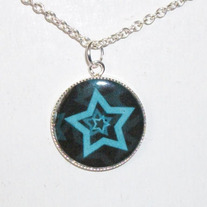 Blue Stars Bezel Pendant Necklace