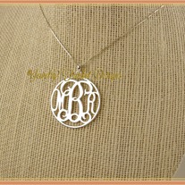 Personalized Circle Initial Monogram .925 Sterling Silver Necklace Pendant