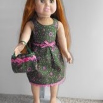 Hunter Green and Pink Sundress with purse 2 pc