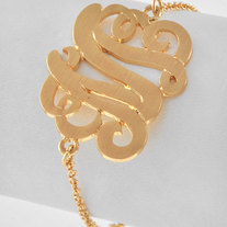 Gold Tone LETTER M Initial MONOGRAM Script Open Filigree Bracelet