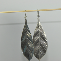 Leaf_metal_plate_hook_earring_medium