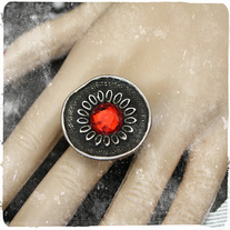 Vintage Flower Adjustable Button Ring