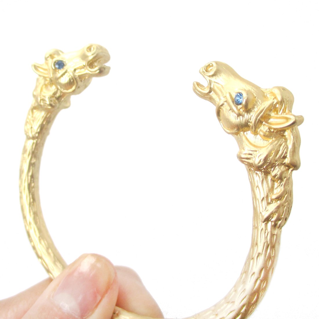 Classic Wild Horses Shaped Animal Wrapped Bangle Bracelet in Gold · DOTOLY Animal Jewelry · The
