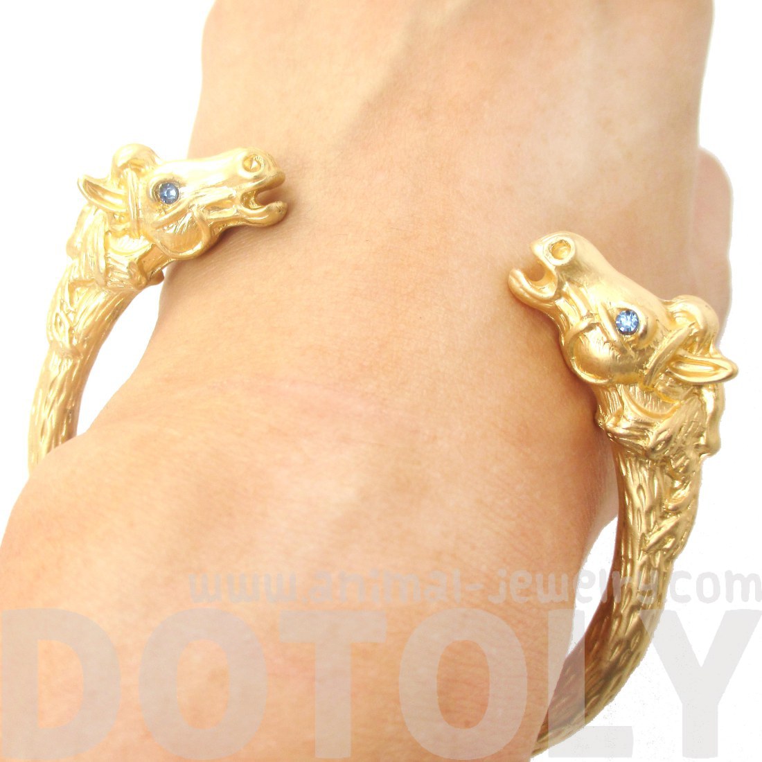 Classic Wild Horses Shaped Animal Wrapped Bangle Bracelet in Gold · DOTOLY Animal Jewelry · The
