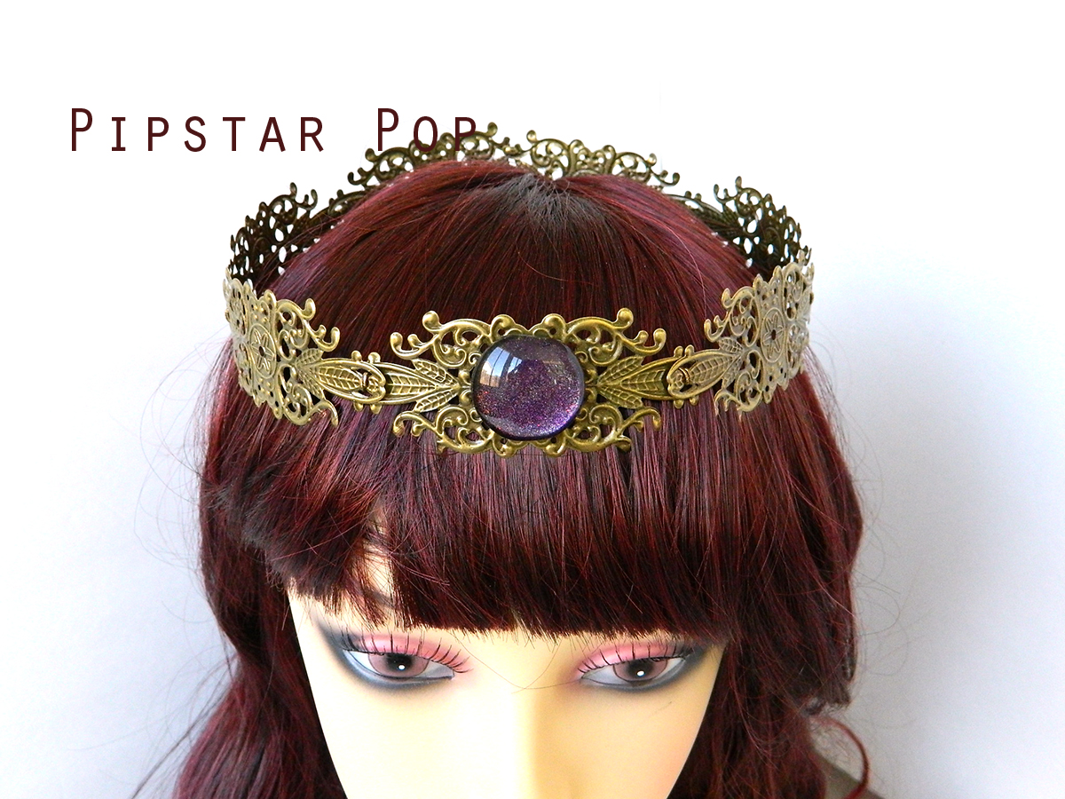 Amethyst Purple Jewel Princess Crown Antique Bronze Filigree Medieval on Storenvy