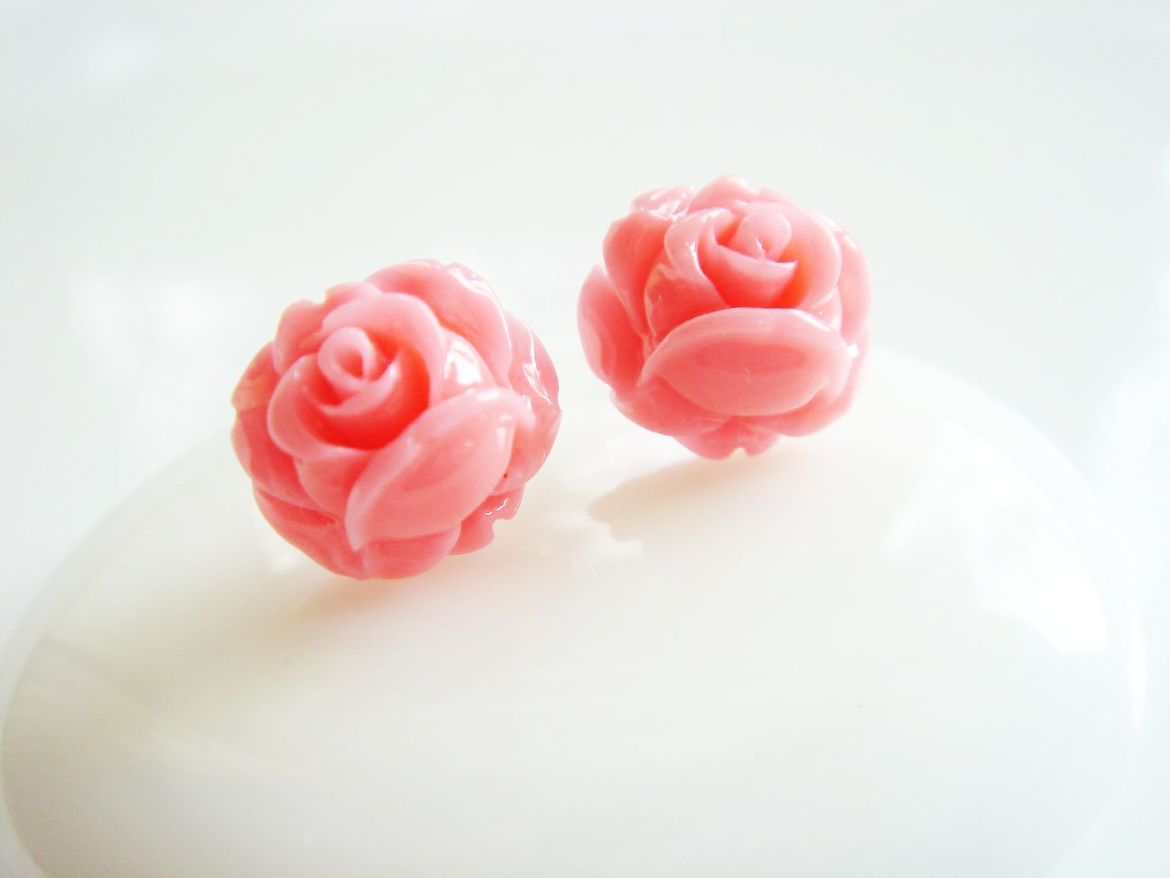Pink Rose Bud Stud Earrings on Storenvy