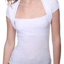 L forever 21 white short puff sleeve square neck rockabilly shirt pin-up fitted tee top