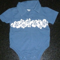 Blue Short Sleeve Hawaiian Onesie-Miniwear Size 3-6 Months