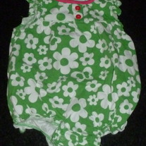 Green/White Floral Romper-Carters Size 3 Months