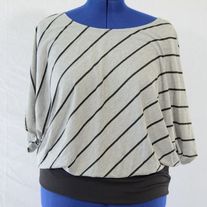 annabelle Black & Gray Striped Blouse