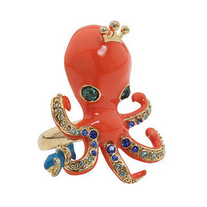 Betsey Johnson Inspired Orange Octopus Aquatic Themed Ring
