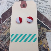 Red Patterned Button Earrings *More patterns available 