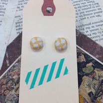 Mustard Patterned Button Earrings