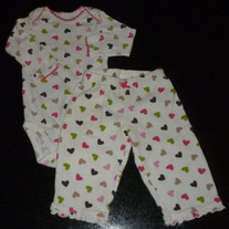 Long Sleeve Heart Onesie with Matching Pants-Just One You By Carter's Size 6 Months  CLM1