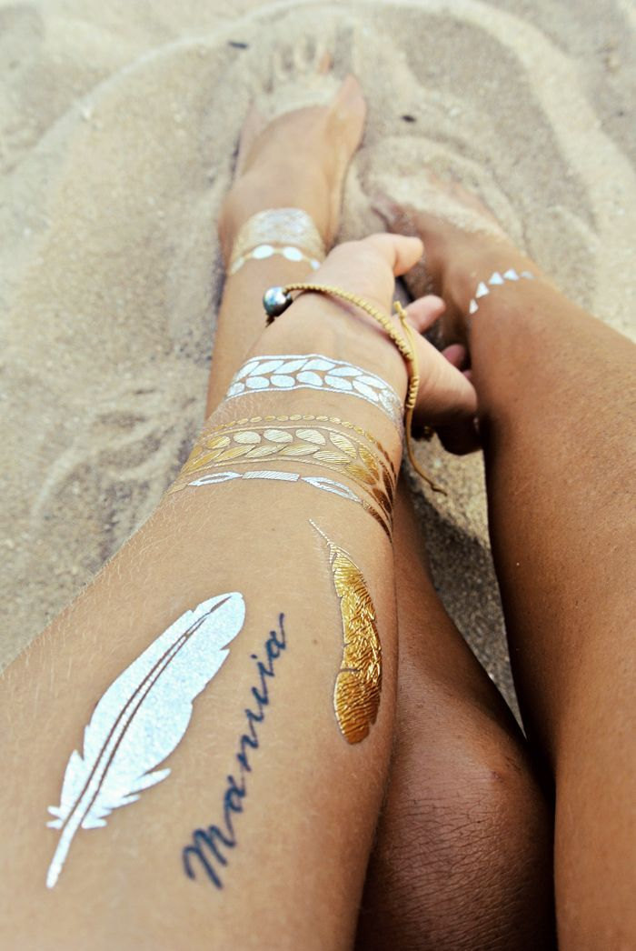 Metallic Tattoos Flash Gold Silver Temporary Jewelry Metallic Tattoos Flash Gold Silver Temporary Jewelry
