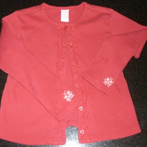 Red Cardigan with Flowers on Sleeve-Gymboree Size 7