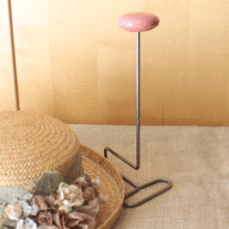 Vintage Pink Hat Display Stand - Wood and Metal